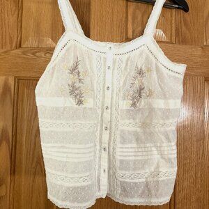 Sundance Creamy White Camisole with Embroidery and Lace Detail